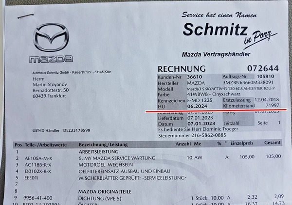 Mazda 3 cena 63900 przebieg: 80000, rok produkcji 2018 z Różan małe 781